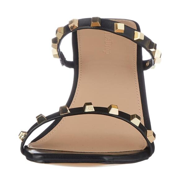 The Drop Women's Avery Square Toe Two Strap High Heeled Sandal, Black Studded, 7 - Picture 2 of 6